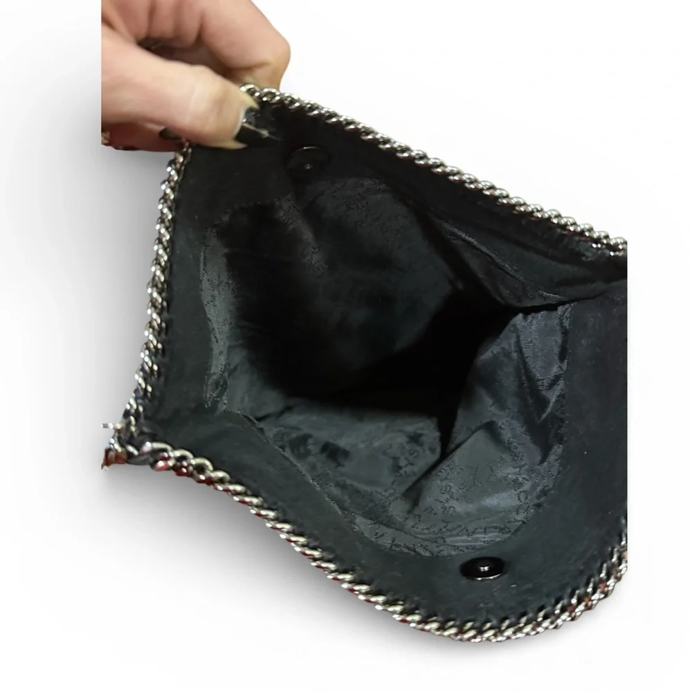 Stella McCartney Falabella Fold-Over Clutch – Black Shimmer | Like New. COA - Picture 6 of 10